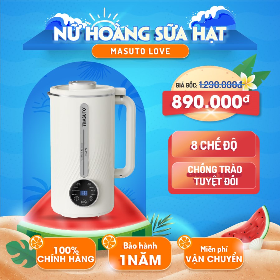 Máy xay Sữa hạt đa năng Masuto dung tích 1 lít (Trắng/Tím - mầu) 