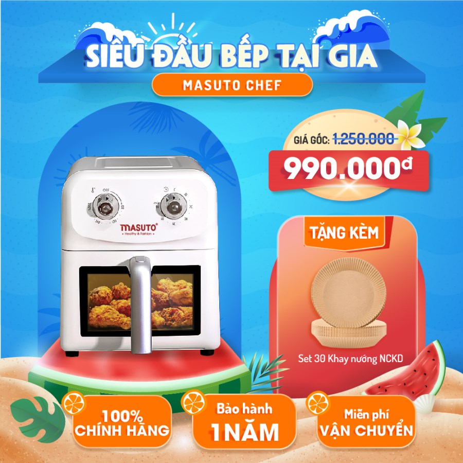 Nồi chiên không dầu 6L Masuto MSChef - Siêu đầu bếp tại gia